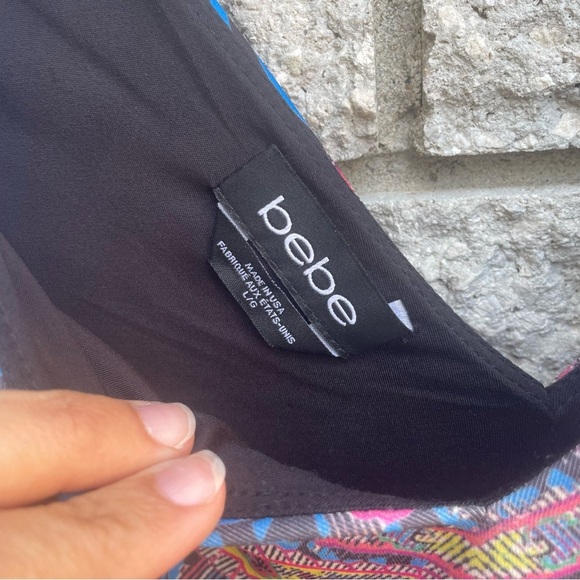 Bebe Deja Vu Paisley Boho Print Sheath Dress Women's Size Large - Picture 5 of 7